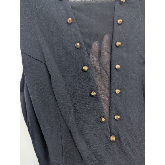 Black Sleeveless Studded Mesh Cutout Skater Mini Dress Express XS - Picture 2 of 5